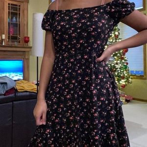 Black and pink floral dress